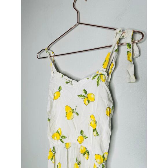 SLATE & WILLOW Yellow White Lemon Print Sweetheart Neckline Midi Dress Size XS - Picture 7 of 12